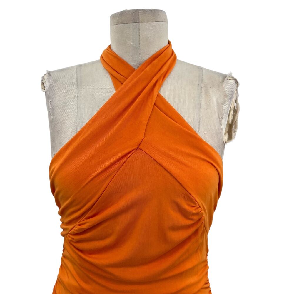 Veronica Beard Leyla Top‎ Halter Neck Sleeveless Jersey Orange Size XS - Picture 4 of 14